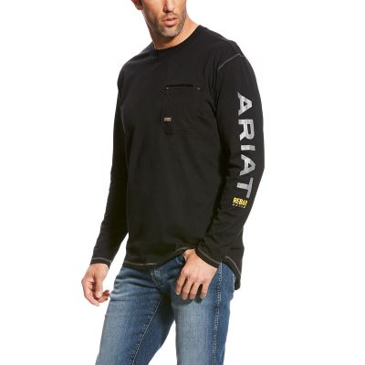 Ariat Work: Rebar Workman Logo Camisetas Hombre - Negras (NBUFK6318)